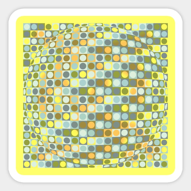 Circle in Squares in Yellow Sticker by JoanNinjaHen